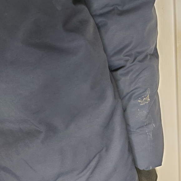 Mackage Men's Blue Down Leather Asiatic Racoon Fur Coat - Picture 12 of 16